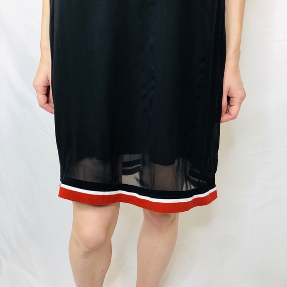 DKNY Varsity Stripe T Shirt Silk Dress Black 0260 - Picture 6 of 8